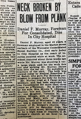 Image of Daniel Murray death article - a precurser to labor law